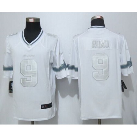 Cowboys #9 Tony Romo White Men's Stitched NFL Limited Platinum Jersey