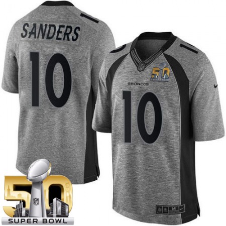 Broncos #10 Emmanuel Sanders Gray Super Bowl 50 Men's Stitched NFL Limited Gridiron Gray Jersey