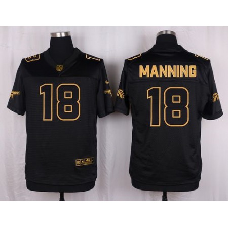 Broncos #18 Peyton Manning Black Men's Stitched NFL Elite Pro Line Gold Collection Jersey