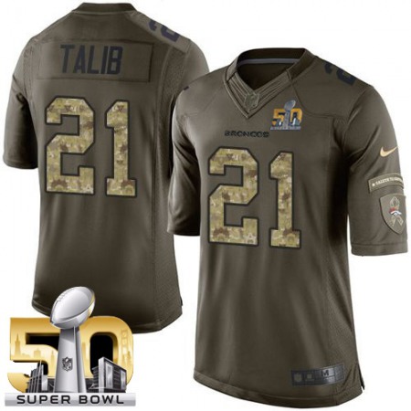 Broncos #21 Aqib Talib Green Super Bowl 50 Men's Stitched NFL Limited Salute To Service Jersey