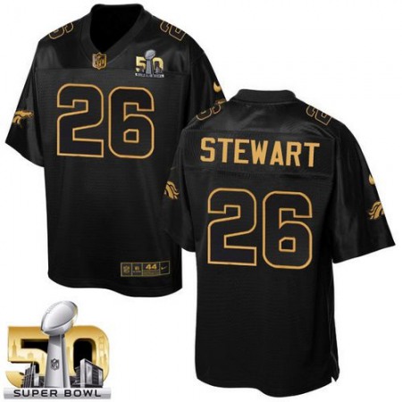 Broncos #26 Darian Stewart Black Super Bowl 50 Men's Stitched NFL Elite Pro Line Gold Collection Jersey