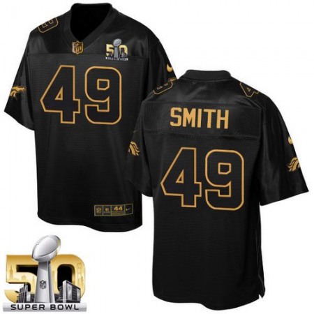 Broncos #49 Dennis Smith Black Super Bowl 50 Men's Stitched NFL Elite Pro Line Gold Collection Jersey