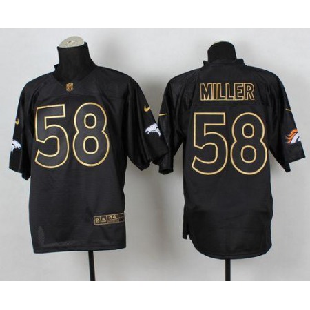 Broncos #58 Von Miller Black Gold No. Fashion Men's Stitched NFL Elite Jersey