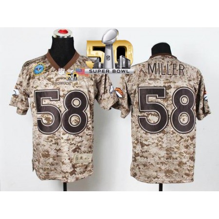 Broncos #58 Von Miller Camo Super Bowl 50 Men's Stitched NFL New Elite USMC Jersey