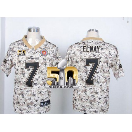 Broncos #7 John Elway Camo USMC Super Bowl 50 Men's Stitched NFL Elite Jersey