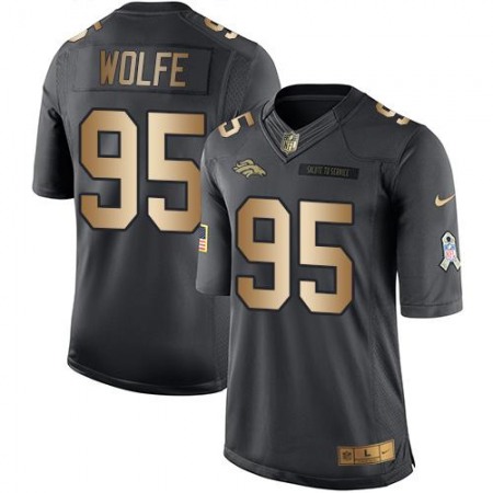 Broncos #95 Derek Wolfe Black Men's Stitched NFL Limited Gold Salute To Service Jersey