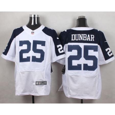 Cowboys #25 Lance Dunbar White Thanksgiving Throwback Men's Stitched NFL Elite Jersey