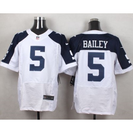 Cowboys #5 Dan Bailey White Thanksgiving Throwback Men's Stitched NFL Elite Jersey