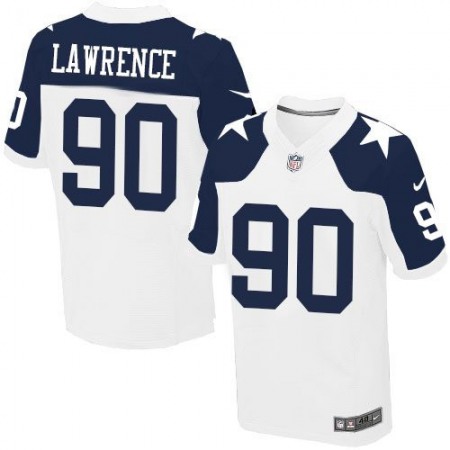 Cowboys #90 Demarcus Lawrence White Thanksgiving Throwback Men's Stitched NFL Elite Jersey
