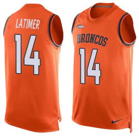 Broncos #14 Cody Latimer Orange Team Color Men's Stitched NFL Limited Tank Top Jersey