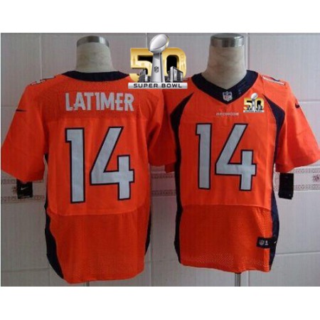 Broncos #14 Cody Latimer Orange Team Color Super Bowl 50 Men's Stitched NFL New Elite Jersey