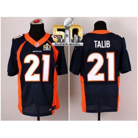 Broncos #21 Aqib Talib Navy Blue Alternate Super Bowl 50 Men's Stitched NFL New Elite Jersey