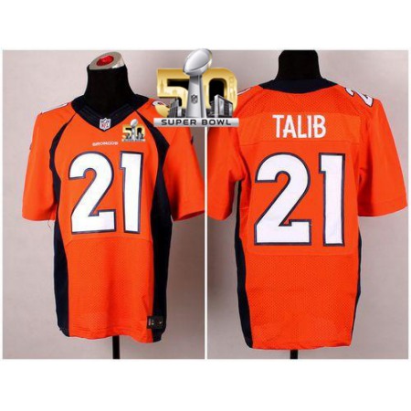 Broncos #21 Aqib Talib Orange Team Color Super Bowl 50 Men's Stitched NFL New Elite Jersey