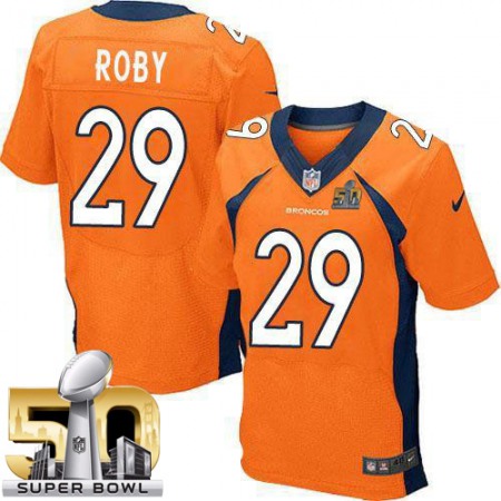 Broncos #29 Bradley Roby Orange Team Color Super Bowl 50 Men's Stitched NFL New Elite Jersey