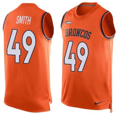 Broncos #49 Dennis Smith Orange Team Color Men's Stitched NFL Limited Tank Top Jersey