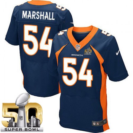 Broncos #54 Brandon Marshall Navy Blue Alternate Super Bowl 50 Men's Stitched NFL New Elite Jersey