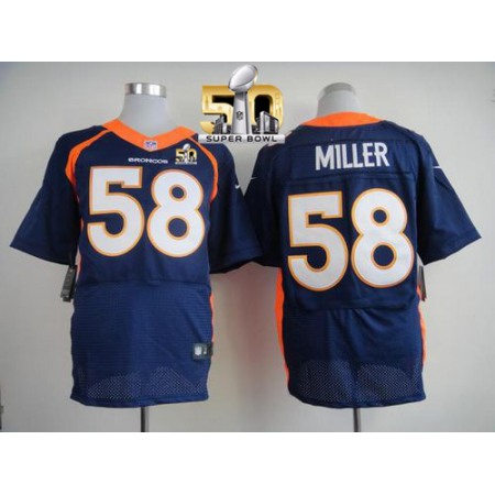 Broncos #58 Von Miller Navy Blue Alternate Super Bowl 50 Men's Stitched NFL New Elite Jersey