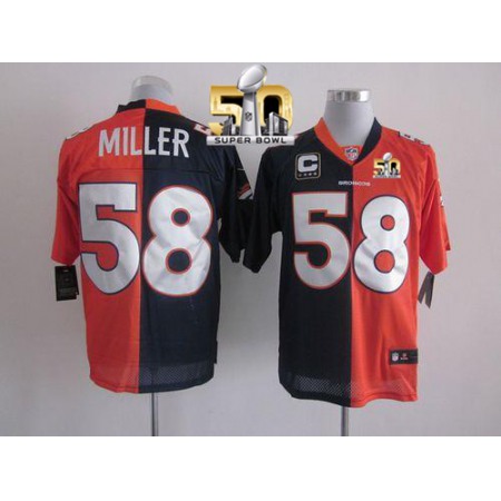 Broncos #58 Von Miller Orange/Navy Blue Super Bowl 50 Men's Stitched NFL Elite Split Jersey