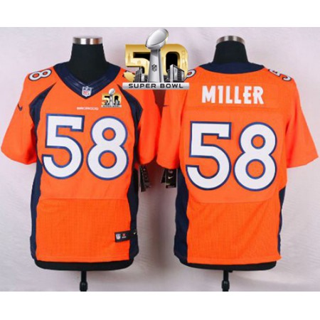 Broncos #58 Von Miller Orange Team Color Super Bowl 50 Men's Stitched NFL New Elite Jersey
