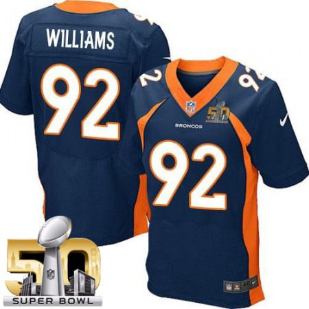 Broncos #92 Sylvester Williams Navy Blue Alternate Super Bowl 50 Men's Stitched NFL New Elite Jersey