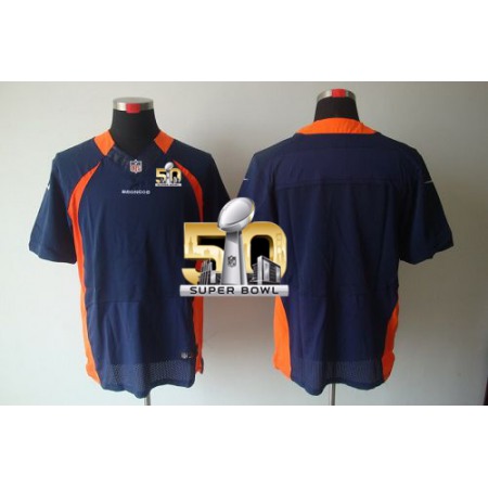 Broncos Blank Navy Blue Alternate Super Bowl 50 Men's Stitched NFL Elite Jersey