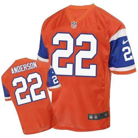 Broncos #22 C.J. Anderson Orange Throwback Men's Stitched NFL Elite Jersey