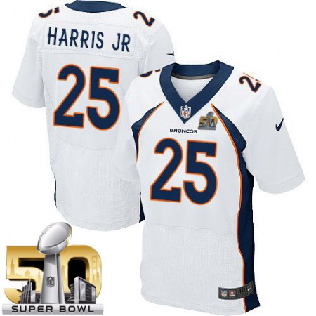 Broncos #25 Chris Harris Jr White Super Bowl 50 Men's Stitched NFL New Elite Jersey
