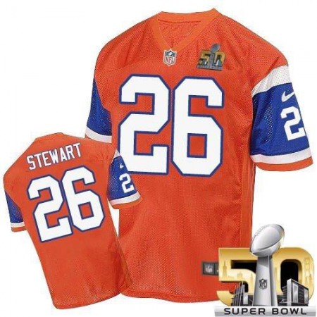 Broncos #26 Darian Stewart Orange Throwback Super Bowl 50 Men's Stitched NFL Elite Jersey