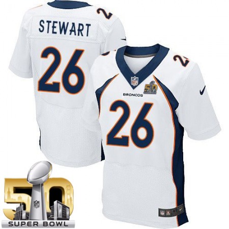 Broncos #26 Darian Stewart White Super Bowl 50 Men's Stitched NFL New Elite Jersey