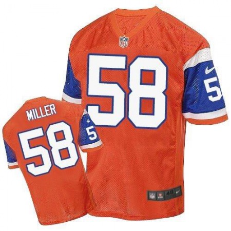 Broncos #58 Von Miller Orange Throwback Men's Stitched NFL Elite Jersey