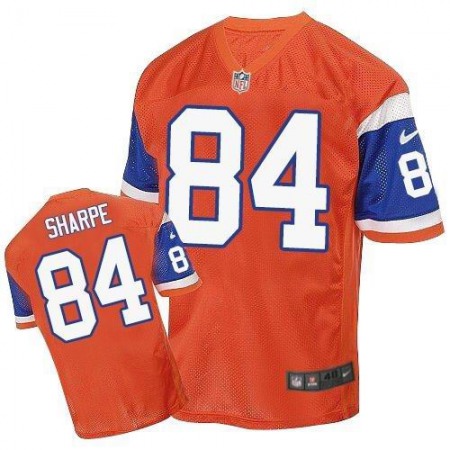 Broncos #84 Shannon Sharpe Orange Throwback Men's Stitched NFL Elite Jersey