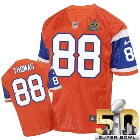 Broncos #88 Demaryius Thomas Orange Throwback Super Bowl 50 Men's Stitched NFL Elite Jersey