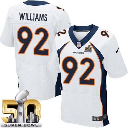 Broncos #92 Sylvester Williams White Super Bowl 50 Men's Stitched NFL New Elite Jersey