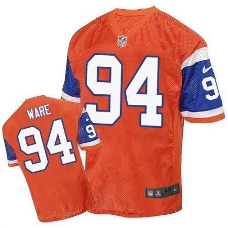 Broncos #94 DeMarcus Ware Orange Throwback Men's Stitched NFL Elite Jersey