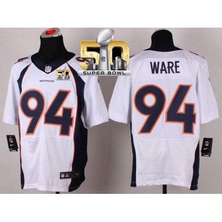 Broncos #94 DeMarcus Ware White Super Bowl 50 Men's Stitched NFL New Elite Jersey