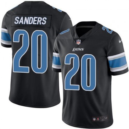 Lions #20 Barry Sanders Black Men's Stitched NFL Limited Rush Jersey