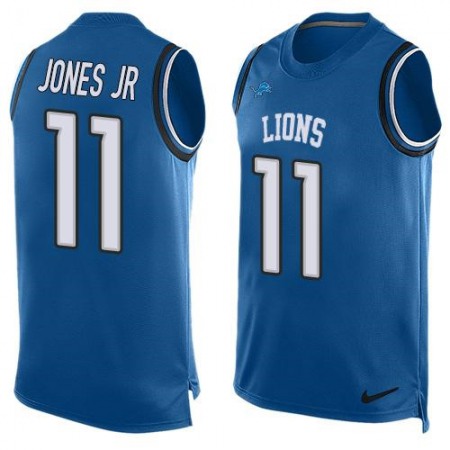 Lions #11 Marvin Jones Jr Blue Team Color Men's Stitched NFL Limited Tank Top Jersey