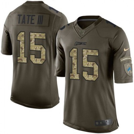 Lions #15 Golden Tate III Green Men's Stitched NFL Limited Salute To Service Jersey
