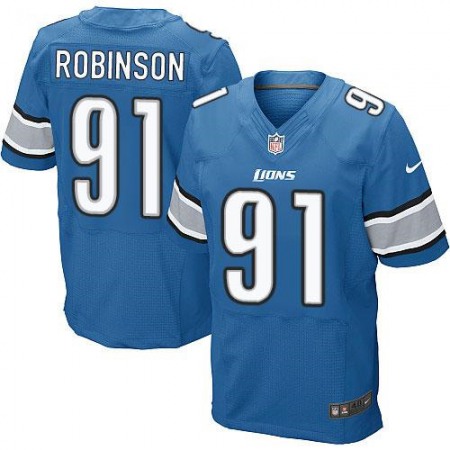 Lions #91 A'Shawn Robinson Blue Team Color Men's Stitched NFL Elite Jersey