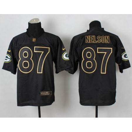 Packers #87 Jordy Nelson Black Gold No. Fashion Men's Stitched NFL Elite Jersey