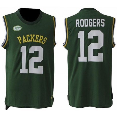 Packers #12 Aaron Rodgers Green Team Color Men's Stitched NFL Limited Tank Top Jersey