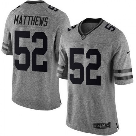 Packers #52 Clay Matthews Gray Men's Stitched NFL Limited Gridiron Gray Jersey