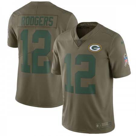 Men's Green Bay Packers #12 Aaron Rodgers Olive Salute To Service Limited Stitched NFL Jersey