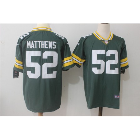 Men's Green Bay Packers #52 Clay Matthews Green Team Color Stitched NFL Vapor Untouchable Limited Jersey