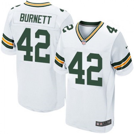 Packers #42 Morgan Burnett White Men's Stitched NFL Elite Jersey