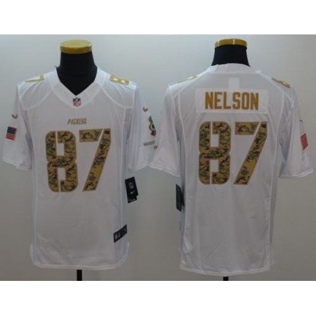 Packers #87 Jordy Nelson White Men's Stitched NFL Limited Salute to Service Jersey