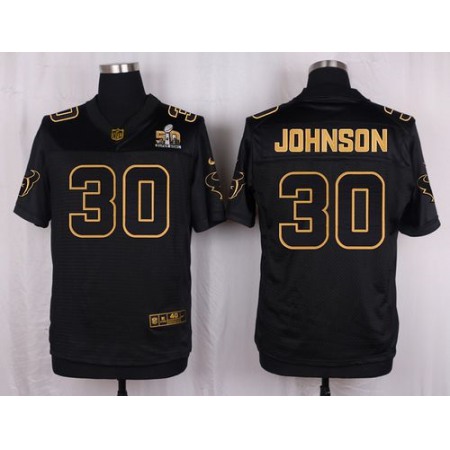 Texans #30 Kevin Johnson Black Men's Stitched NFL Elite Pro Line Gold Collection Jersey