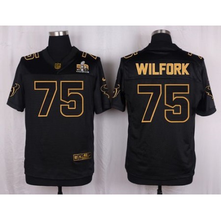 Texans #75 Vince Wilfork Black Men's Stitched NFL Elite Pro Line Gold Collection Jersey