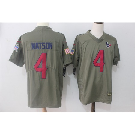 Men's Houston Texans #4 Deshaun Watson Olive Salute To Service Limited Stitched NFL Jersey
