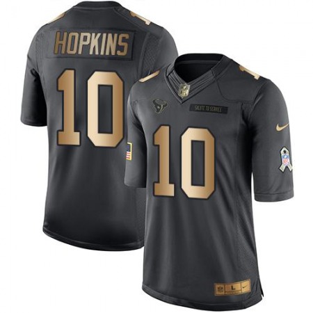Texans #10 DeAndre Hopkins Black Men's Stitched NFL Limited Gold Salute To Service Jersey
